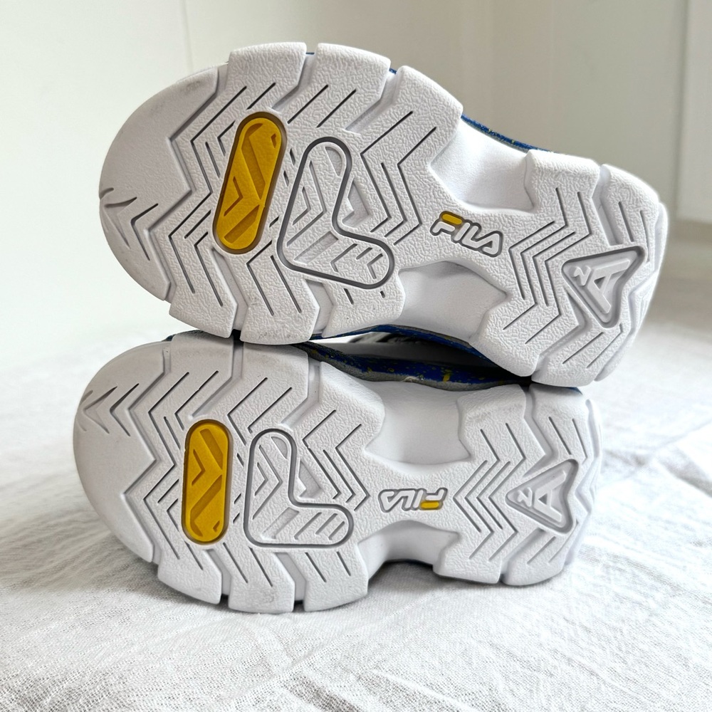 New Fila Grant Hill 2 Sneakers White Nebulas Blue Lemon Yellow Toddler Shoes NIB - Picture 7 of 8